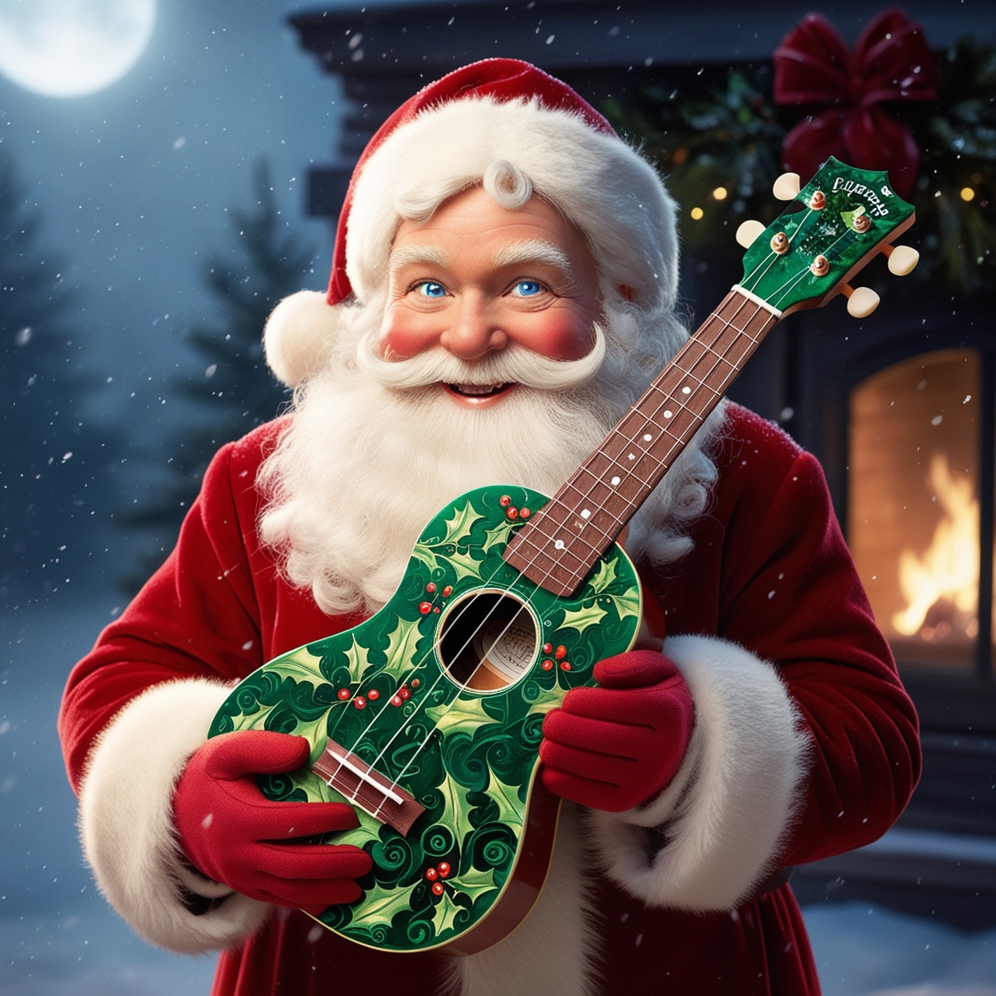 Weihnachtsmann mit Ukulele